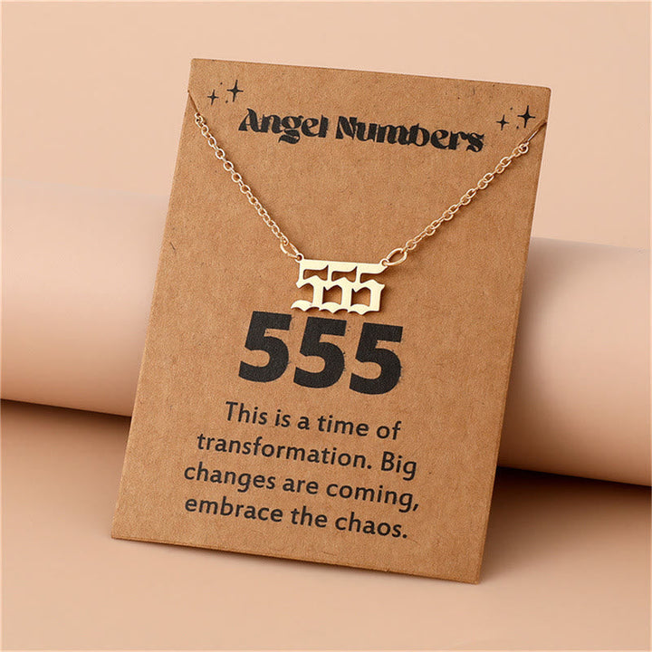 Angel Numbers Stainless Steel Necklace - Celestia-555-Gold-State of Style