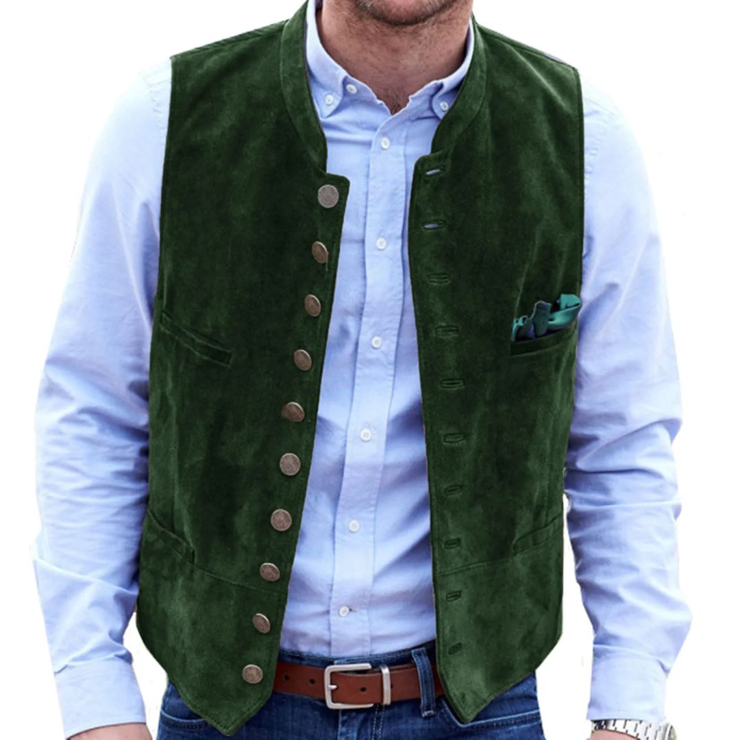 Angelo Traditional Vest – Steampunk-Inspired Velvet Waistcoat-Dark Green-S-State of Style