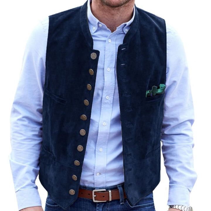 Angelo Traditional Vest – Steampunk-Inspired Velvet Waistcoat-Navy Blue-S-State of Style