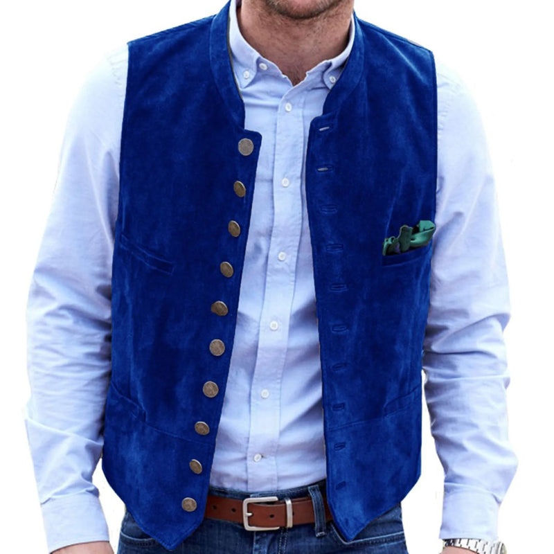 Angelo Traditional Vest – Steampunk-Inspired Velvet Waistcoat-Royal Blue-S-State of Style