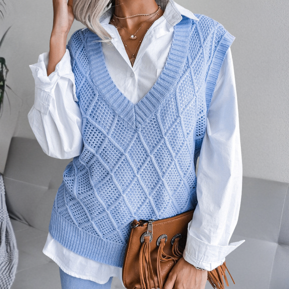 Angeza - Trendy Knitted Sweater for Women-Blue-XS-State of Style