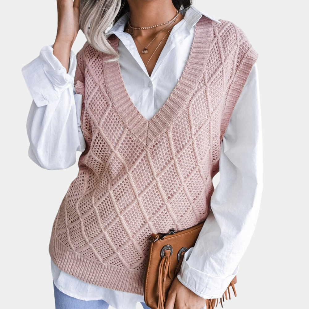 Angeza - Trendy Knitted Sweater for Women-Pink-XS-State of Style