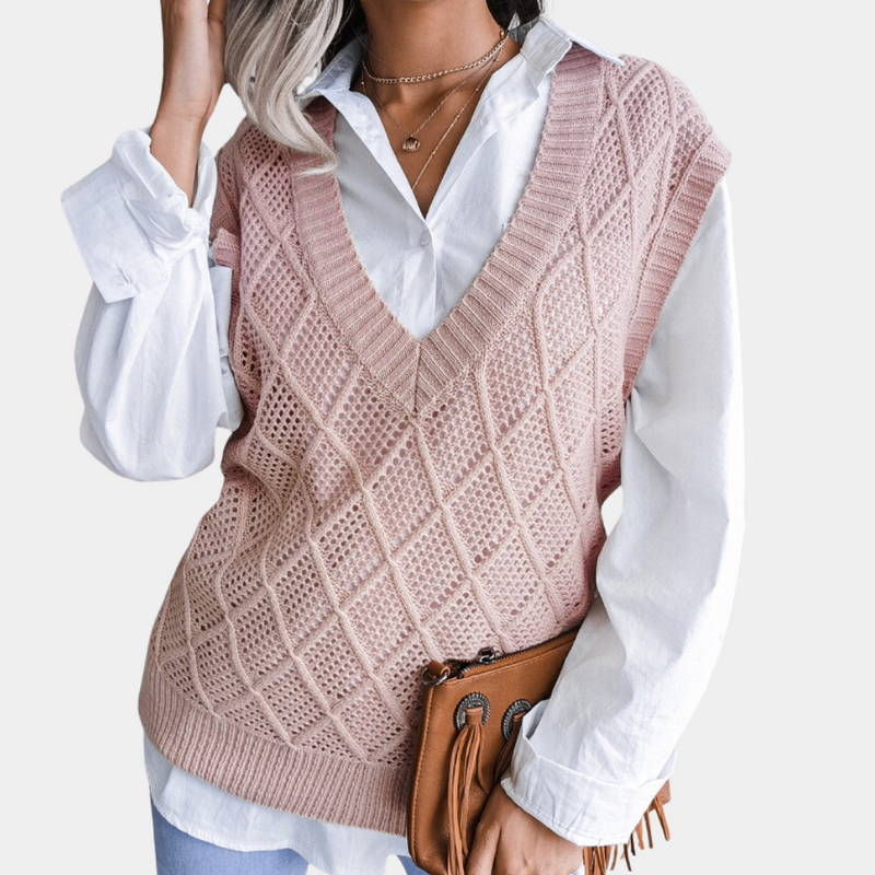 Angeza - Trendy Knitted Sweater for Women-Pink-XS-State of Style