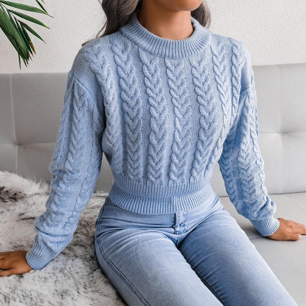 AnikasShirt | Women's Knitted Sweater-Blue-S-State of Style