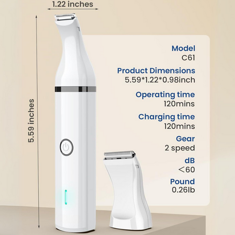 Animal Clipper with Double Blades - Quiet & Cordless Grooming Tool-White-State of Style