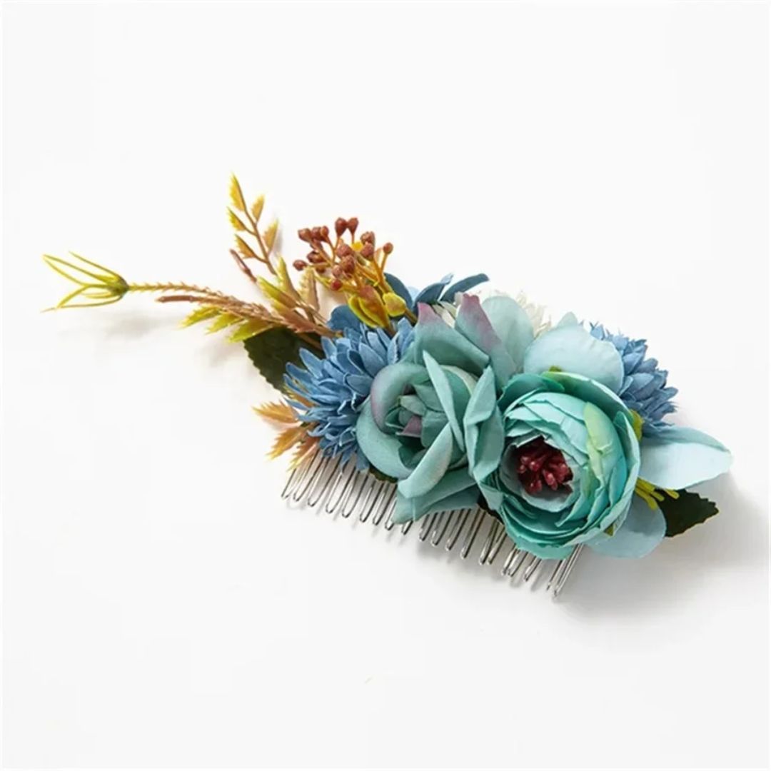 Anita Traditional Hair Accessory – Elegant Floral Hair Comb-Blue-State of Style