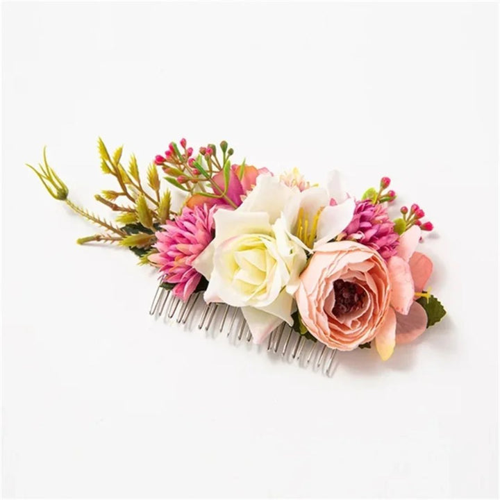 Anita Traditional Hair Accessory – Elegant Floral Hair Comb-Pink 1-State of Style