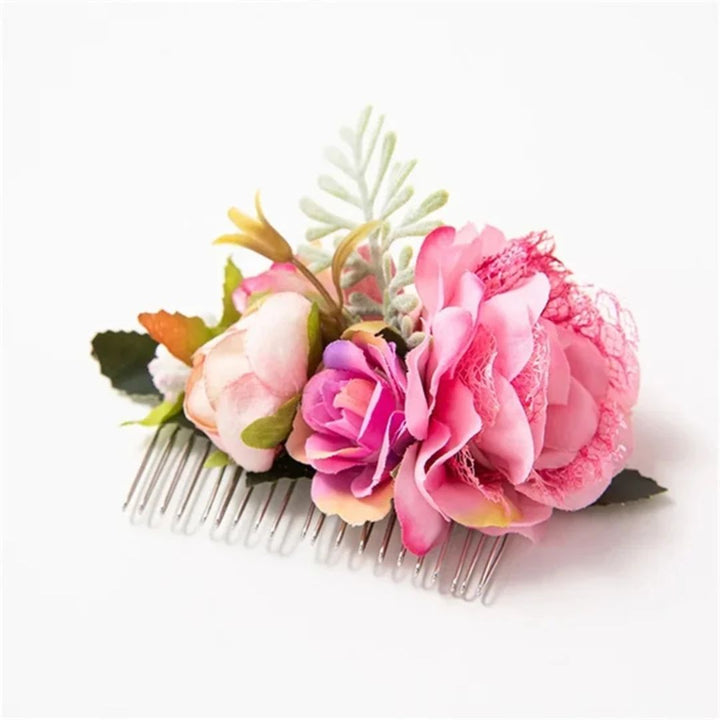 Anita Traditional Hair Accessory – Elegant Floral Hair Comb-Pink 2-State of Style