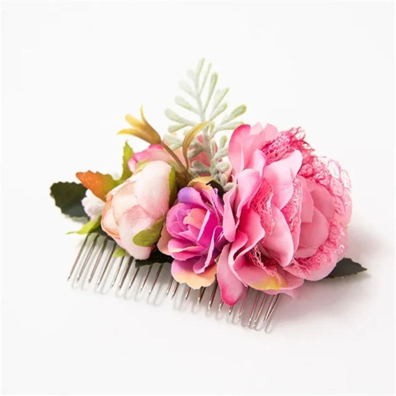 Anita Traditional Hair Accessory – Elegant Floral Hair Comb-Pink 2-State of Style
