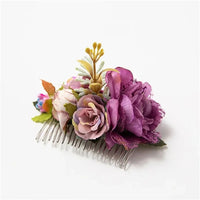 Anita Traditional Hair Accessory – Elegant Floral Hair Comb-Purple 1-State of Style