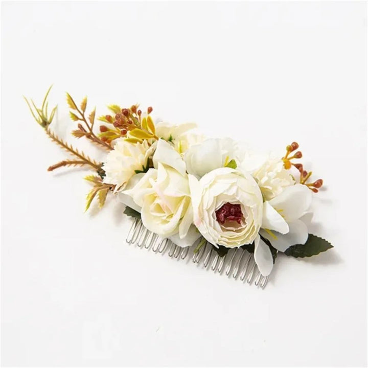 Anita Traditional Hair Accessory – Elegant Floral Hair Comb-White 1-State of Style