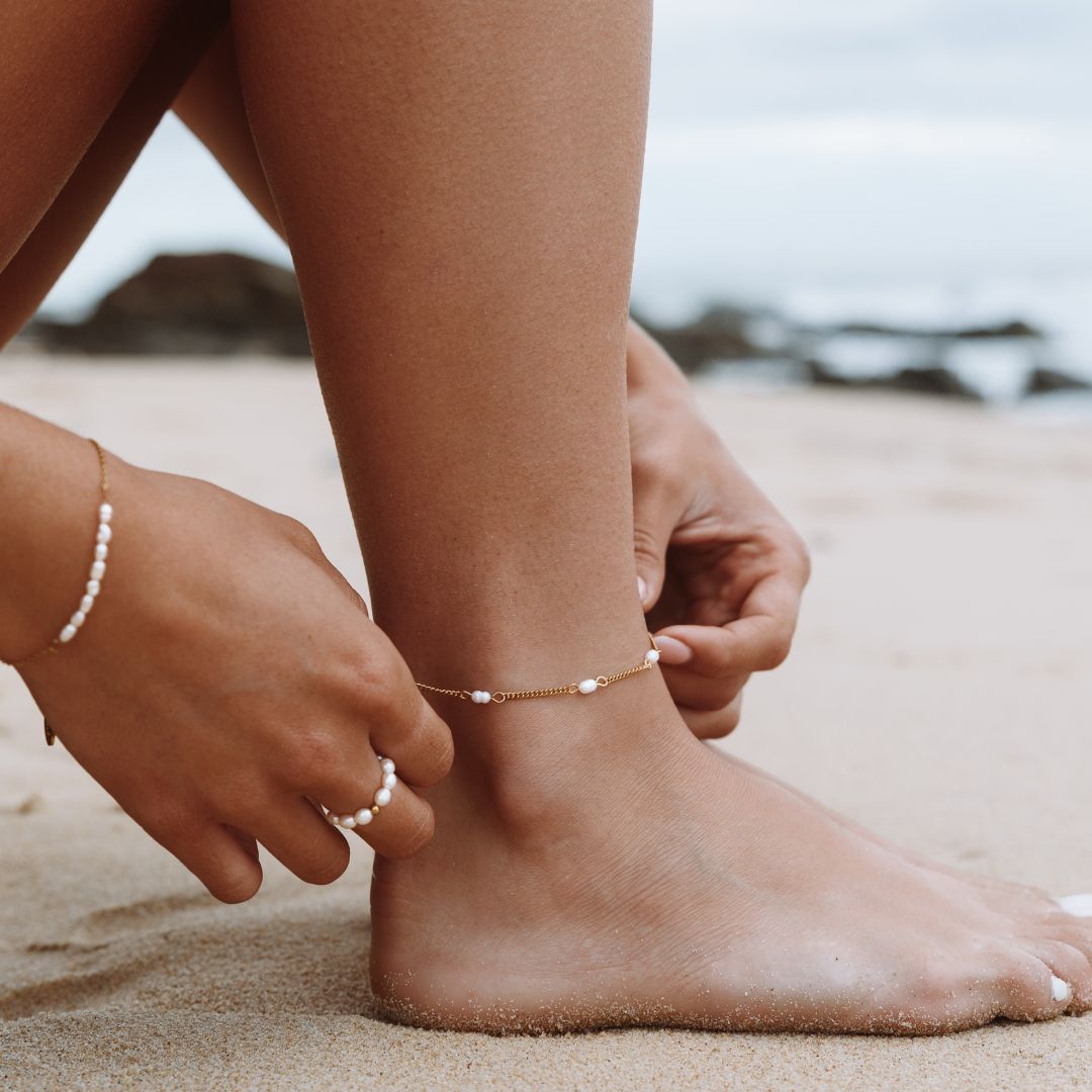 Anklet with Freshwater Pearls - Mira-State of Style