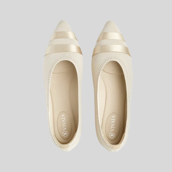 Anna - Flexible and Simple Closed Women’s Shoes-Beige with Silk Stripes-3.0-State of Style