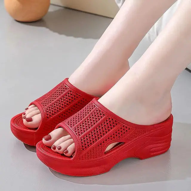 Anna - Orthopedische Beige Comfort Slippers-Rood-35-State of Style