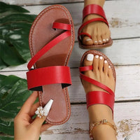 Anna - Orthopedische Cognac Cross-Strap Sandalen-Rood-36-State of Style