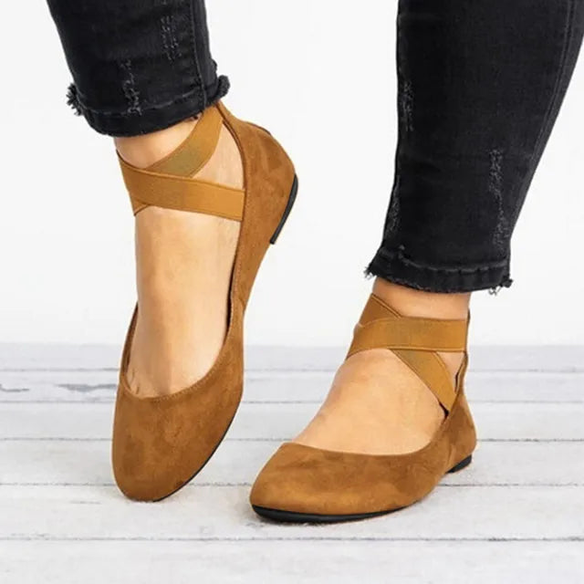 Anna - Orthopedische Crèmekleurige Ballerina's-Bruin-37-State of Style