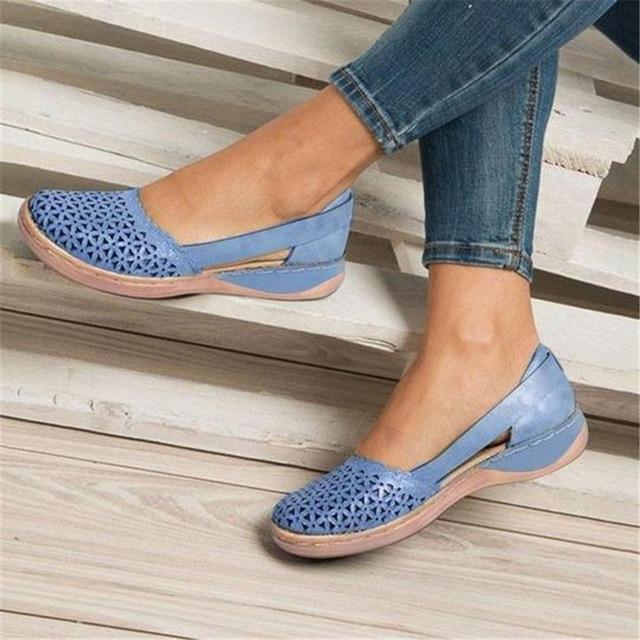 Anna - Orthopedische Platte Bruine Schoenen-Blauw-35-State of Style