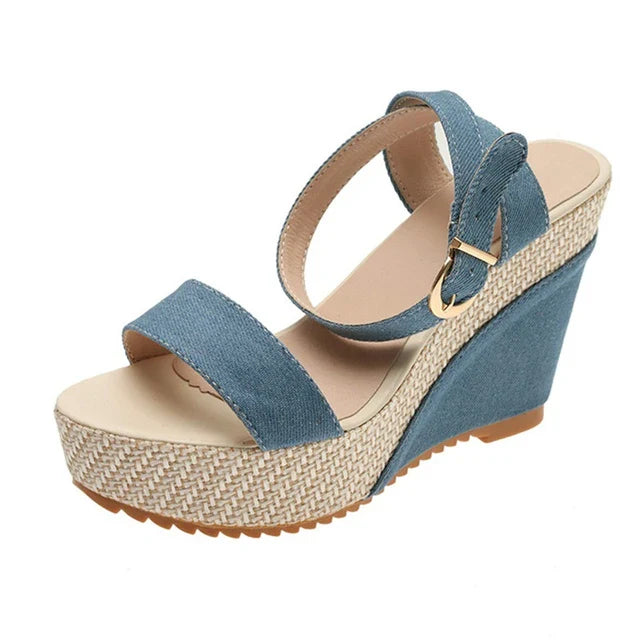 Anna - Orthopedische Zwarte Sleehak Sandalen-Blauw-35-State of Style
