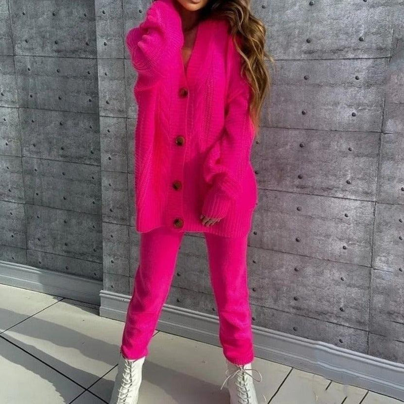 AnneliesSet | Comfortable 2-Piece Set for Women | Vest and Trousers-Pink-State of Style