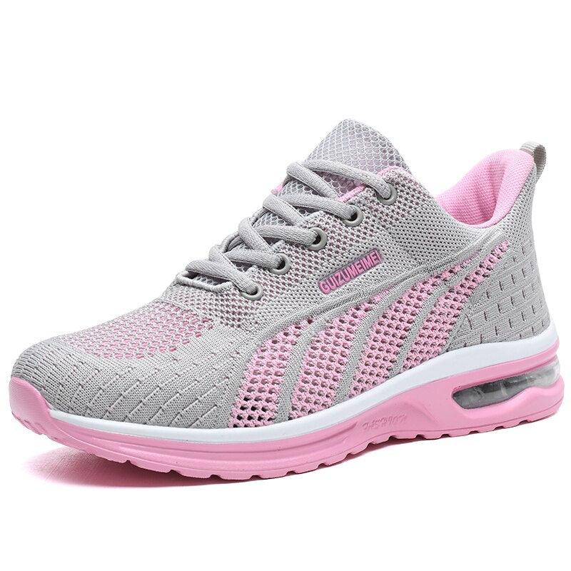 AnneliesShoes | Women’s Sports Shoes with Extreme Shock Absorption-Grey-Pink-4.5-State of Style