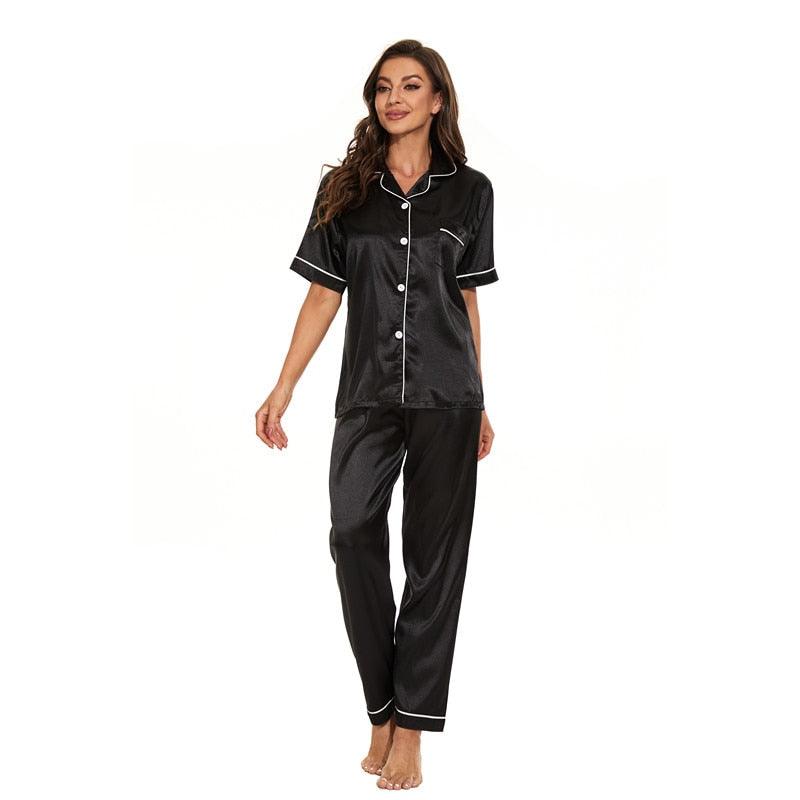 AnnemarijesPyjamas | Women’s Satin Pyjamas-Black-M-State of Style