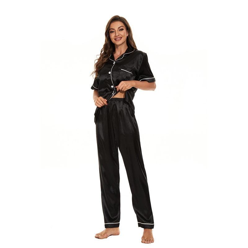 AnnemarijesPyjamas | Women’s Satin Pyjamas-Black-M-State of Style