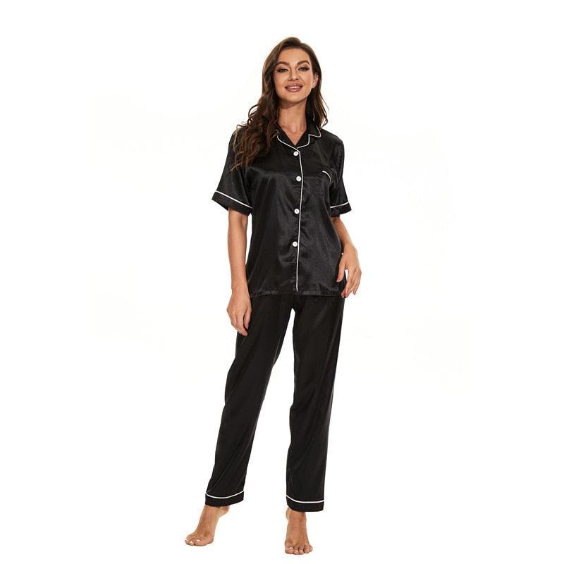 AnnemarijesPyjamas | Women’s Satin Pyjamas-Black-M-State of Style