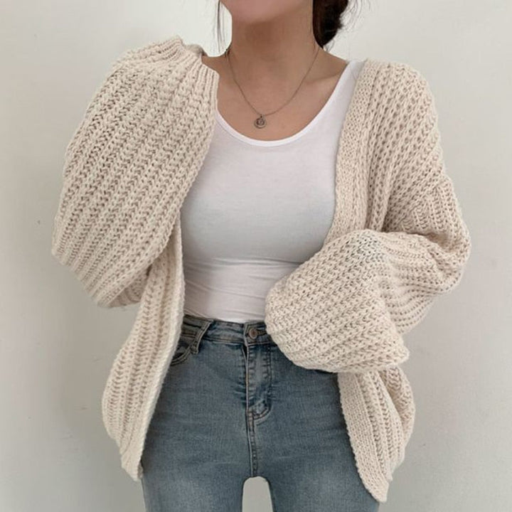 AnniesVest | Chunky Knit Oversized Cardigan-White-One Size (Oversized Fit)-State of Style