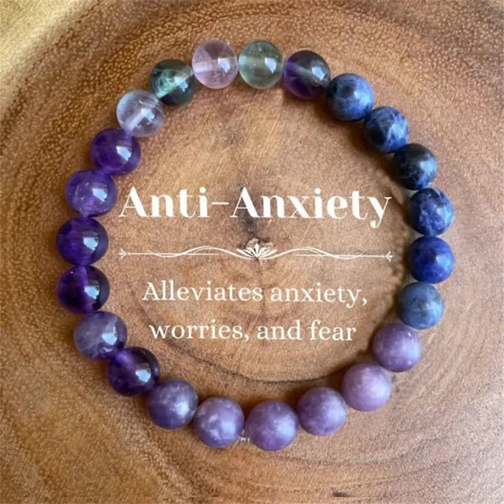 Anti-Anxiety Amethyst, Lepidolite and Lapis Lazuli Bracelet - Aurora-State of Style