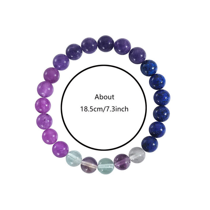 Anti-Anxiety Amethyst, Lepidolite and Lapis Lazuli Bracelet - Aurora-State of Style