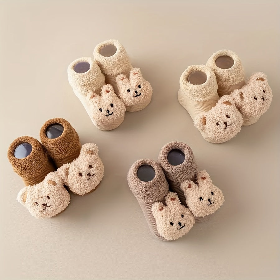 Anti-slip baby socks - Mila | With cute bear design-Beige Beer-S/0-1 Year-State of Style