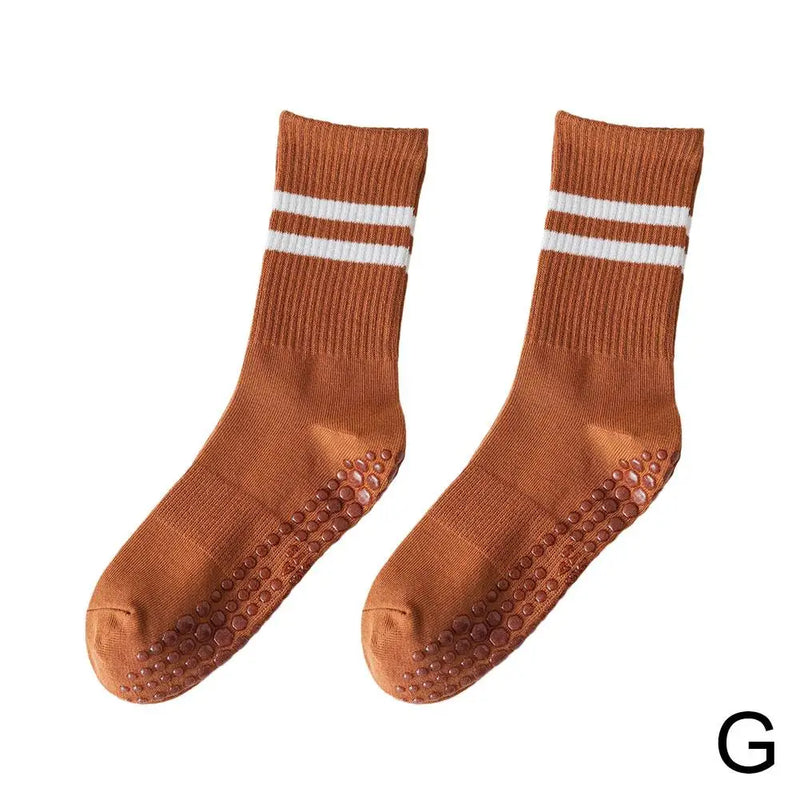 Anti-Slip Mid-Tube Sports Socks for Fitness and Yoga - GripFit-Brown-State of Style