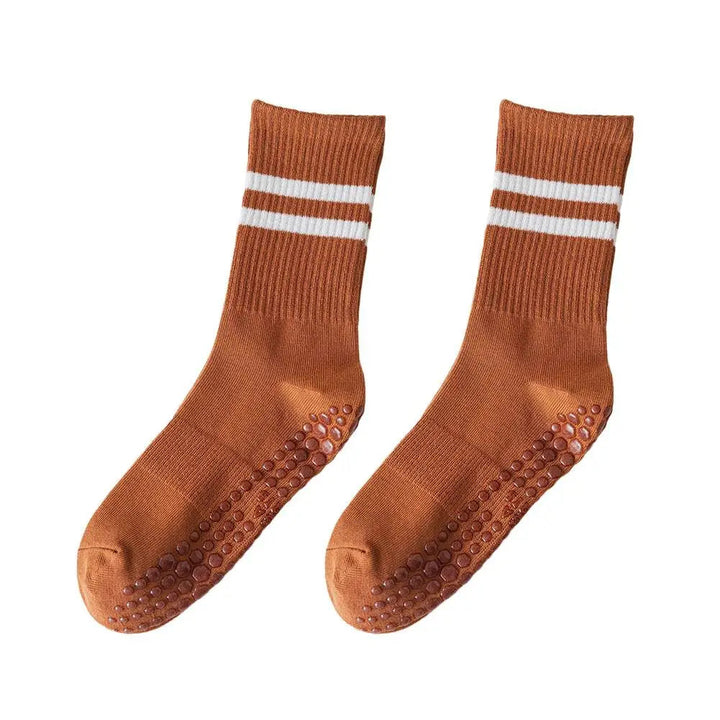 Anti-slip Mid-Tube Sports Socks for Fitness and Yoga - GripFit (Buy 1 Get 1 Free)-Brown (1+1 Free)-State of Style
