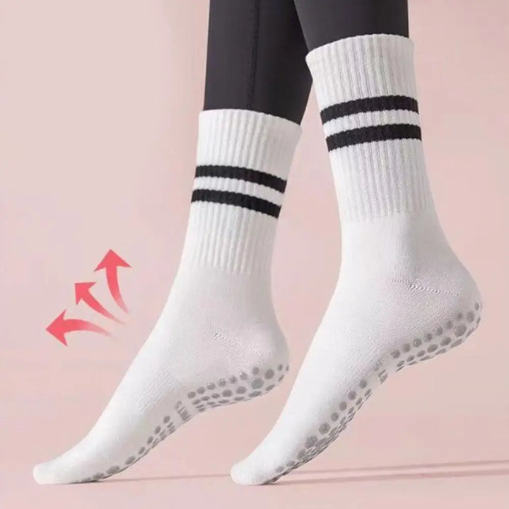 Anti-Slip Mid-Tube Sports Socks for Fitness and Yoga - GripFit-Grey-State of Style