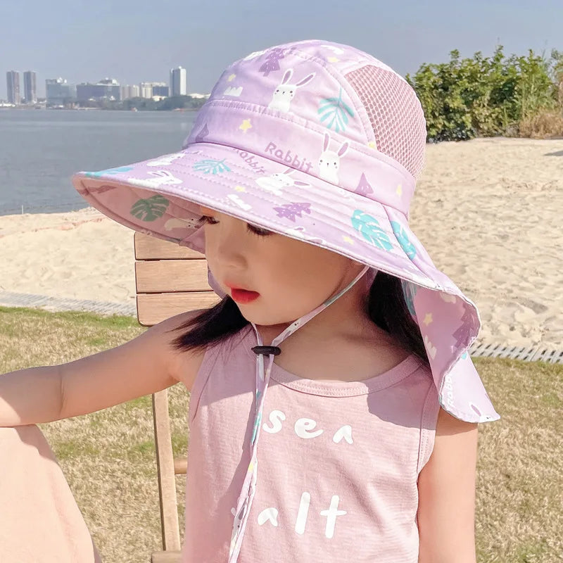 ANTI-UV KIDS SUN HAT WITH WHISTLE - SUMMER BUCKET HAT FOR BOYS AND GIRLS-Black-State of Style