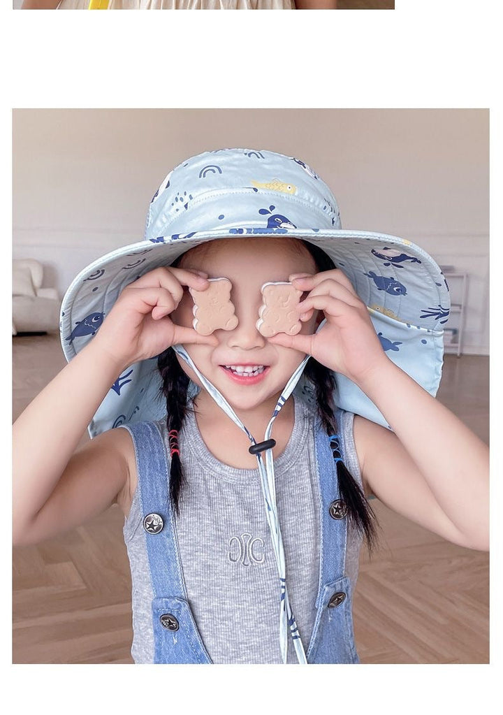 ANTI-UV KIDS SUN HAT WITH WHISTLE - SUMMER BUCKET HAT FOR BOYS AND GIRLS-Olive green-State of Style