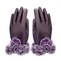 Apple Leather Gloves | Stylish and Warm-Purple-State of Style