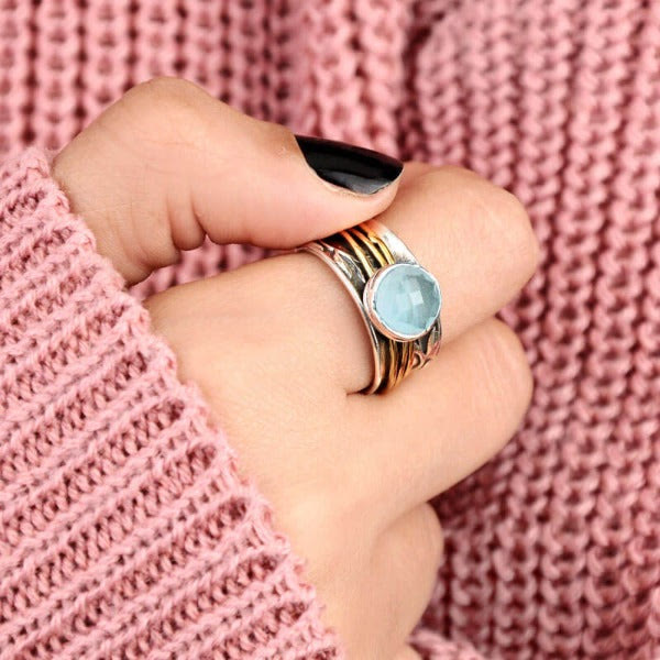 Aquamarine Spinner Ring - Selene-51mm-State of Style