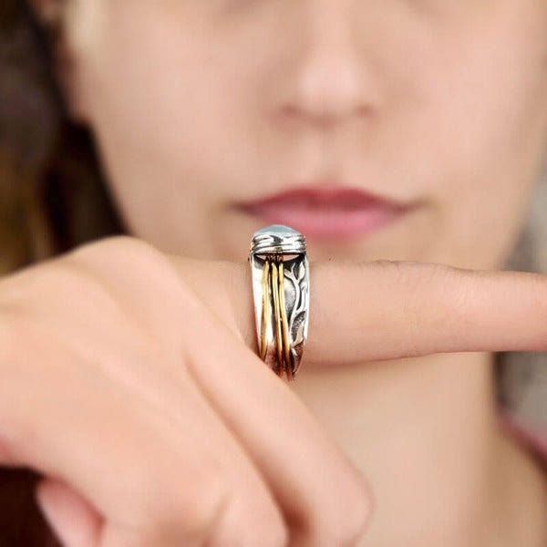 Aquamarine Spinner Ring - Selene-51mm-State of Style