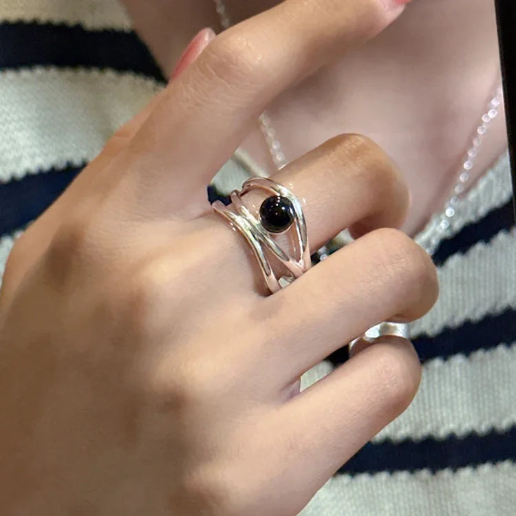 Arden Black Onyx Multi-Line Ring-State of Style