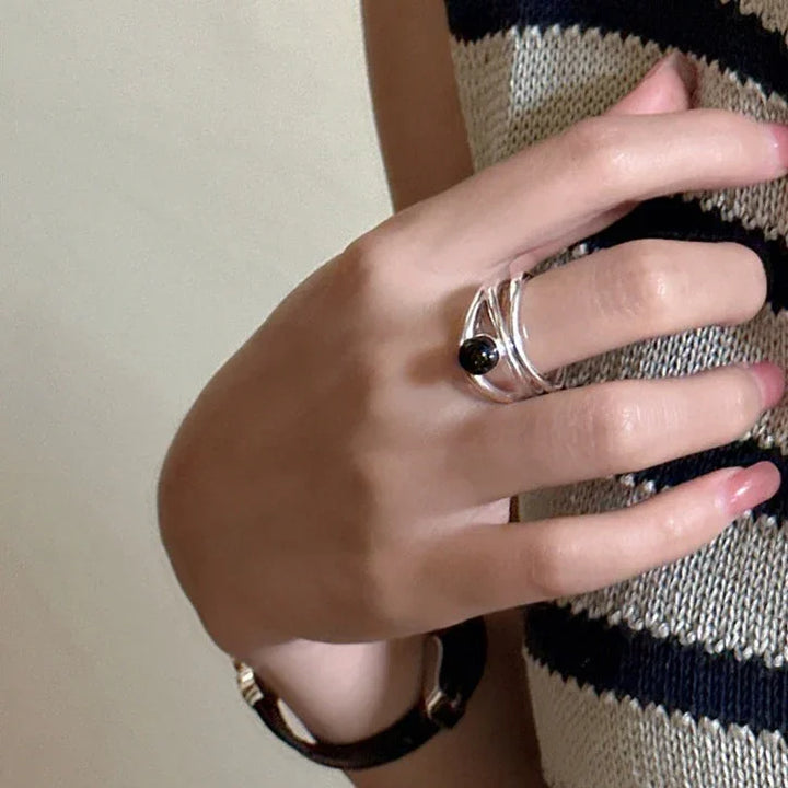 Arden Black Onyx Multi-Line Ring-State of Style