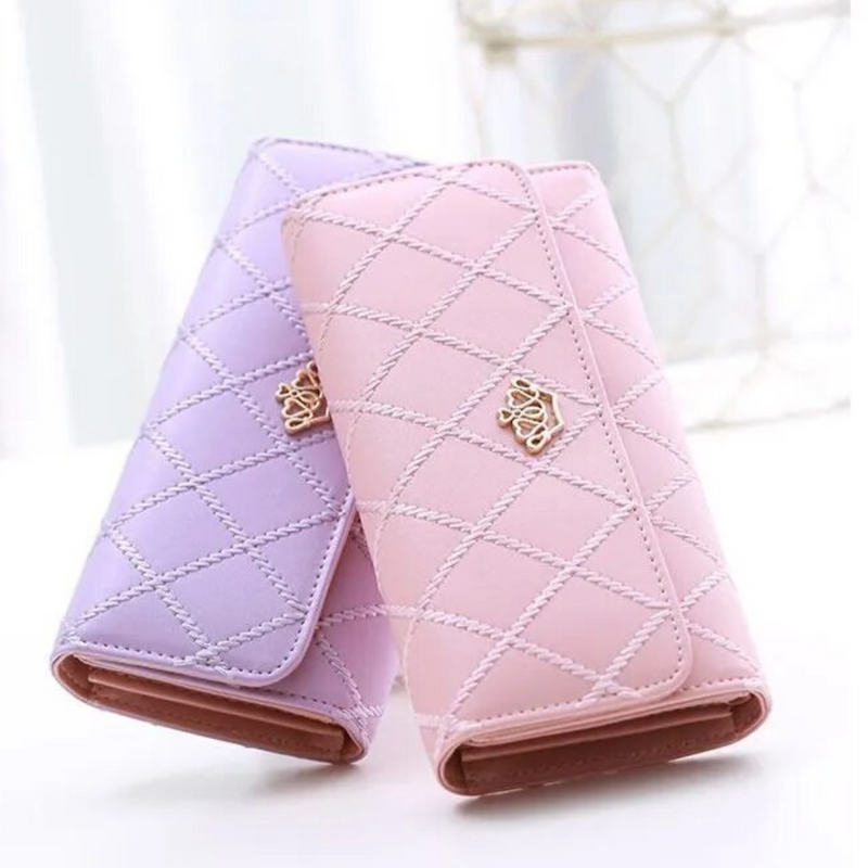 Argyle Pattern Triple Fold Wallet with Royal Gold Accent-Champagne-State of Style