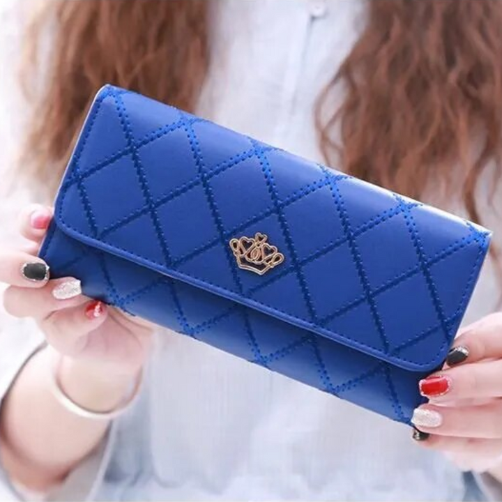 Argyle Pattern Triple Fold Wallet with Royal Gold Accent-Champagne-State of Style