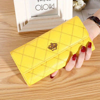 Argyle Pattern Triple Fold Wallet with Royal Gold Accent-Yellow-State of Style
