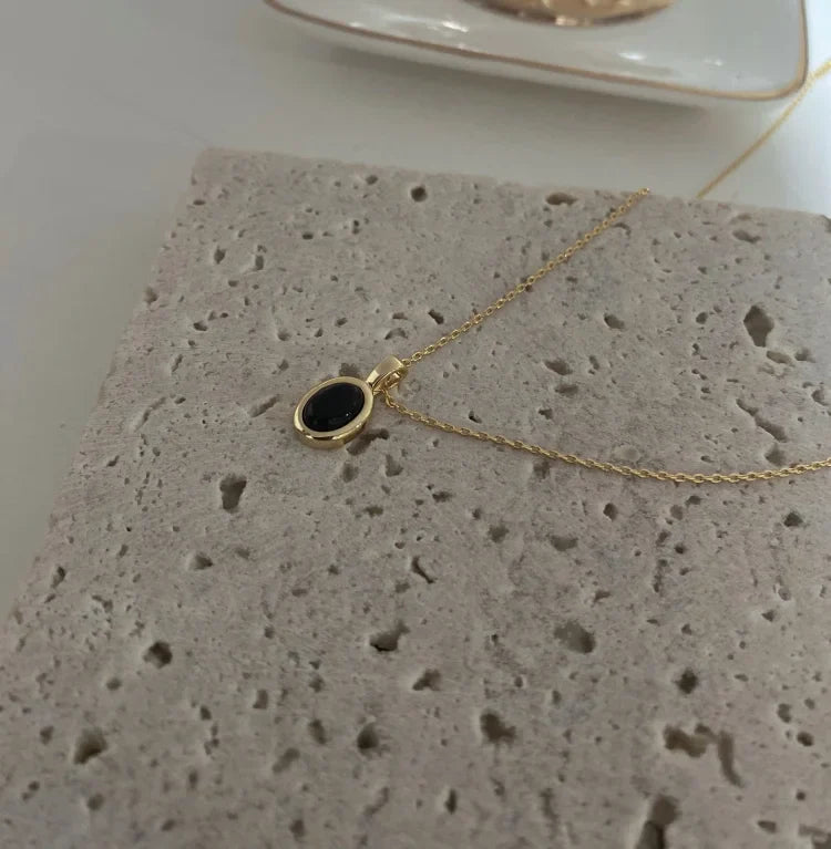 Aria Black Onyx and Pearl Stacking Necklace-State of Style