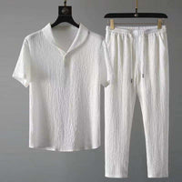 Arion - Summer Linen Set for Men-White-S-State of Style