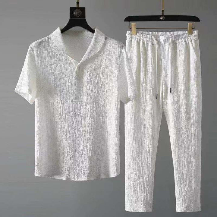 Arion - Summer Linen Set for Men-White-S-State of Style