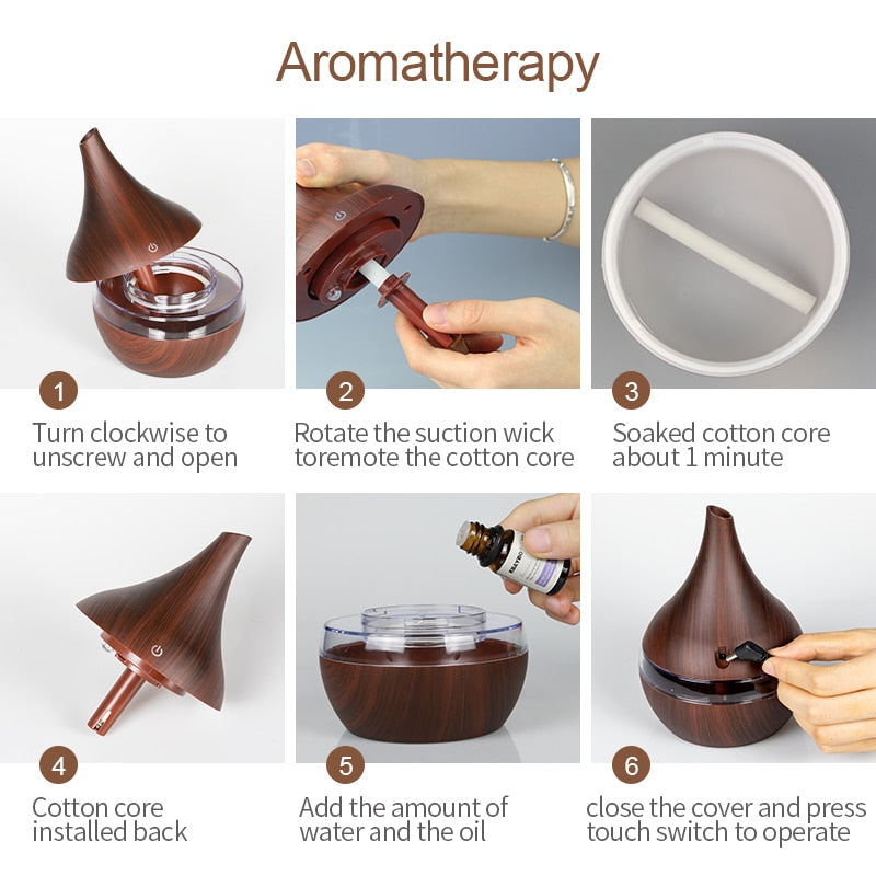 Aroma Diffuser with Humidifier and LED Lighting - AromaGlow-Light Brown-State of Style
