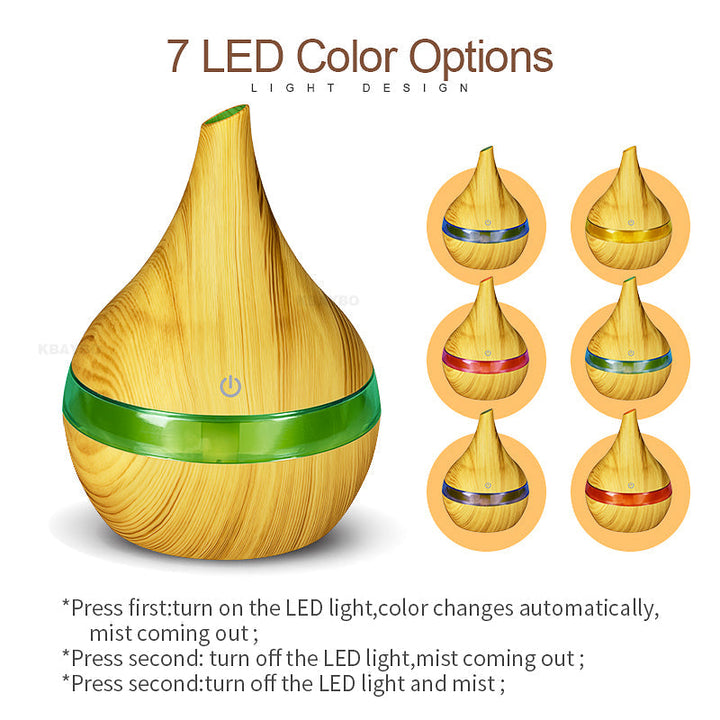 Aroma Diffuser with Humidifier and LED Lighting - AromaGlow-Light Brown-State of Style