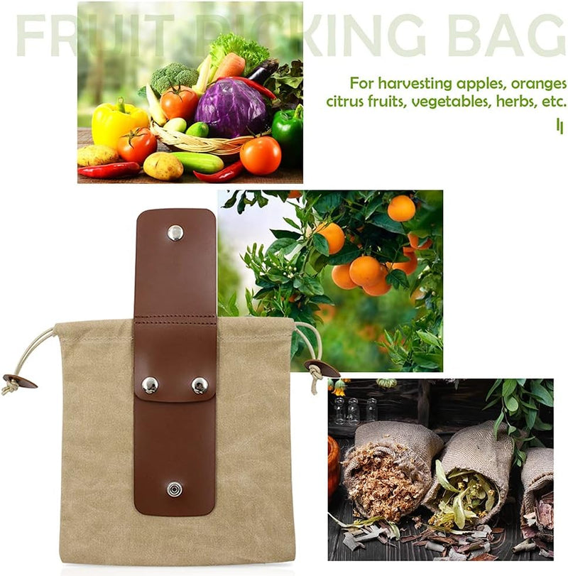 Collapsible Waxed Canvas Foraging Pouch with Leather Loop – 1+1 FREE
